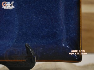 Đĩa chữ nhật men hỏa biến thiên hà, 32x20cm