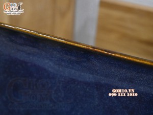Đĩa chữ nhật men hỏa biến thiên hà, 32x20cm