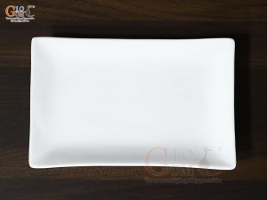 Đĩa chữ nhật men trắng trơn, 22x14cm