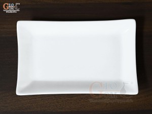 Đĩa chữ nhật men trắng trơn, 22x14cm