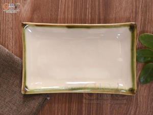 Đĩa chữ nhật men vuốt trơn 21x13cm