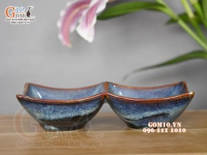 Đĩa gia vị 2 ngăn men hỏa biến thiên hà