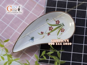 Đĩa giọt nước Đào Chuồn Kem, 26x12cm