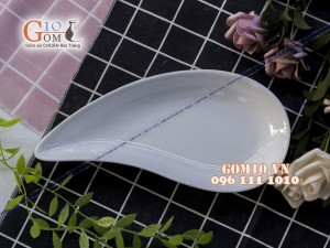 Đĩa giọt nước men trắng cao cấp 26x12cm