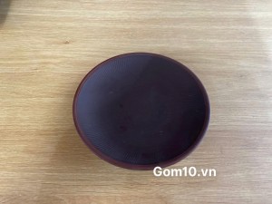 Đĩa kê ấm gốm nâu hồng sa, đường kính 10.5cm