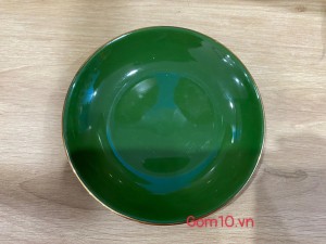 Đĩa kê ấm men xanh kẻ chỉ