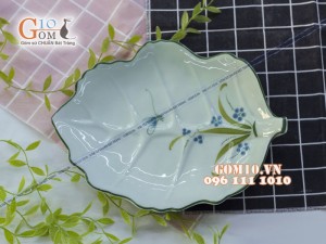 Đĩa lá sâu Đào Chuồn Ngọc, 31x22cm