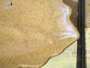 Đĩa lá sâu men gốm 25x18cm