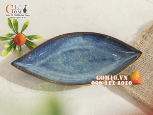 Đĩa mắt mèo men hỏa biến thiên hà, 25x13cm