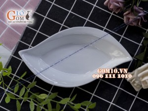 Đĩa mắt mèo men trắng cao cấp, 22x12cm