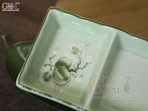 Đĩa gia vị 2 men ngọc vẽ hoa Bưởi trắng