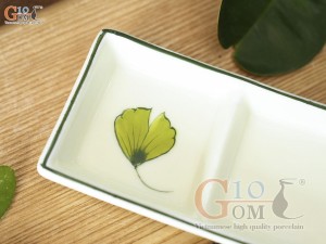 Đĩa gia vị 2 men kem vẽ lá Như Ý