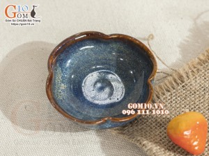 Đĩa muối hoa 4 cánh men hỏa biến thiên hà
