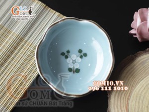 Đĩa muối hoa Ngọc Thanh Dương vẽ hoa Đào