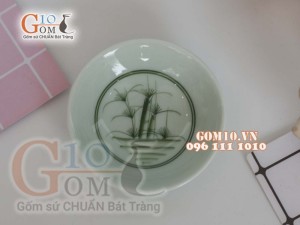 Đĩa muối men cổ vẽ Cỏ Xanh