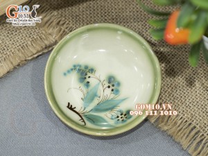 Đĩa muối men vuốt vẽ tre xanh