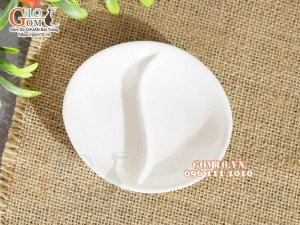 Đĩa gia vị oval men trắng