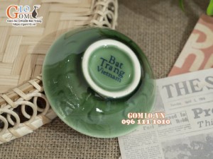 Đĩa muối tròn đồng xanh vẽ Sen