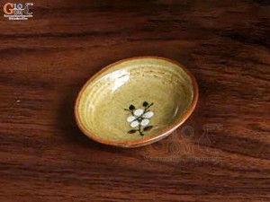 Đĩa muối tròn Hoàng thổ họa tiết Hoa Đào