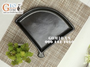 Đĩa quạt đen trơn men hỏa biến giọt dầu 22cm