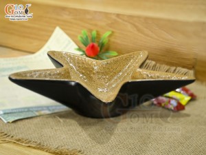 Đĩa sao sâu gốm vàng 23cm