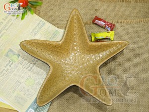 Đĩa sao sâu gốm vàng 23cm