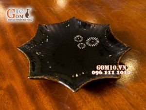 Đĩa sao men hỏa biển vẽ hoa bông 25cm