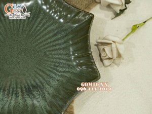Đĩa sao men hỏa biến xanh ngọc cổ, 22cm