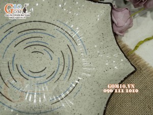 Đĩa sao men kem tấm kẻ chỉ, 22cm