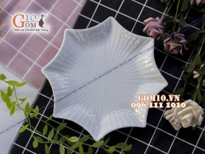 Đĩa sao men trắng cao cấp, 22cm