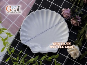 Đĩa sò men trắng cao cấp, đường kính 22cm