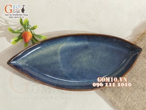 Đĩa xoài men hỏa biến thiên hà, 31x13cm