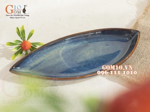 Đĩa xoài men hỏa biến thiên hà, 31x13cm