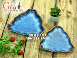 Đĩa tam giác sâu lượn xanh đá 16,5cm