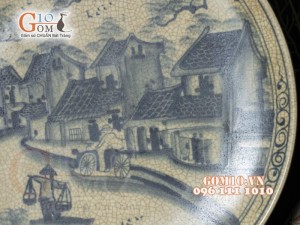 Đĩa trang trí cảnh phố cổ Hội An men rạn cổ, đường kính 30cm