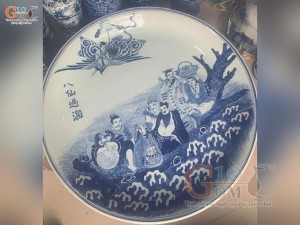 Đĩa trang trí men lam cổ vẽ Bát tiên, đường kính 70cm