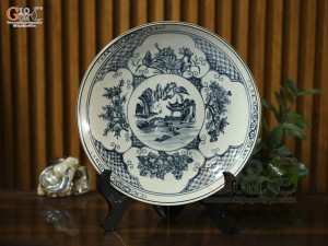 Đĩa trang trí men rạn cổ cảnh Xuân-Hạ-Thu-Đông, đường kính 26cm