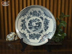 Đĩa trang trí men rạn cổ cảnh Xuân-Hạ-Thu-Đông, đường kính 26cm