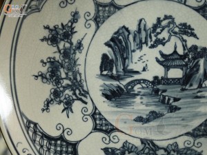 Đĩa trang trí men rạn cổ cảnh Xuân-Hạ-Thu-Đông, đường kính 26cm