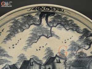 Đĩa trang trí men rạn cổ vẽ cảnh Hội An đường kính 40cm