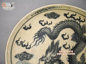 Đĩa trang trí men rạn vẽ Rồng, đường kính 30cm