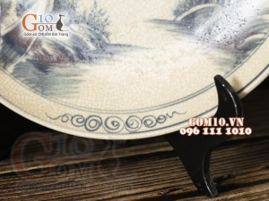 Đĩa trang trí men rạn vẽ Sơn thủy Phi 30cm