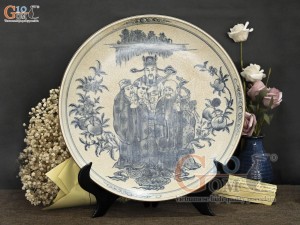 Đĩa trang trí men rạn vẽ Tam đa Phi 35cm