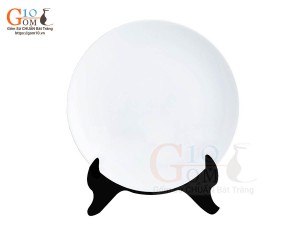 Đĩa trang trí men trắng, đường kính 26cm