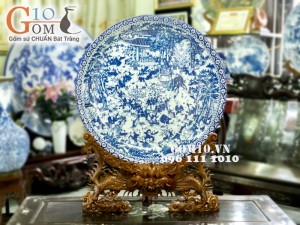 Đĩa trang trí vẽ Bách Nhi Bách Phúc, đường kính 70cm