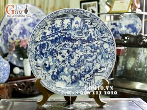 Đĩa trang trí vẽ cảnh hội bàn đào