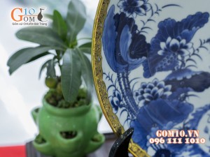 Đĩa trang trí vẽ cảnh Lý Ngư vọng nguyệt bọc đồng Phi 40