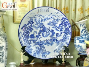 Đĩa trang trí vẽ cảnh sơn thủy 120cm
