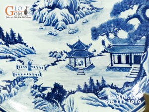 Đĩa trang trí vẽ cảnh sơn thủy 70cm
