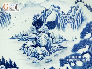 Đĩa trang trí vẽ cảnh sơn thủy 70cm